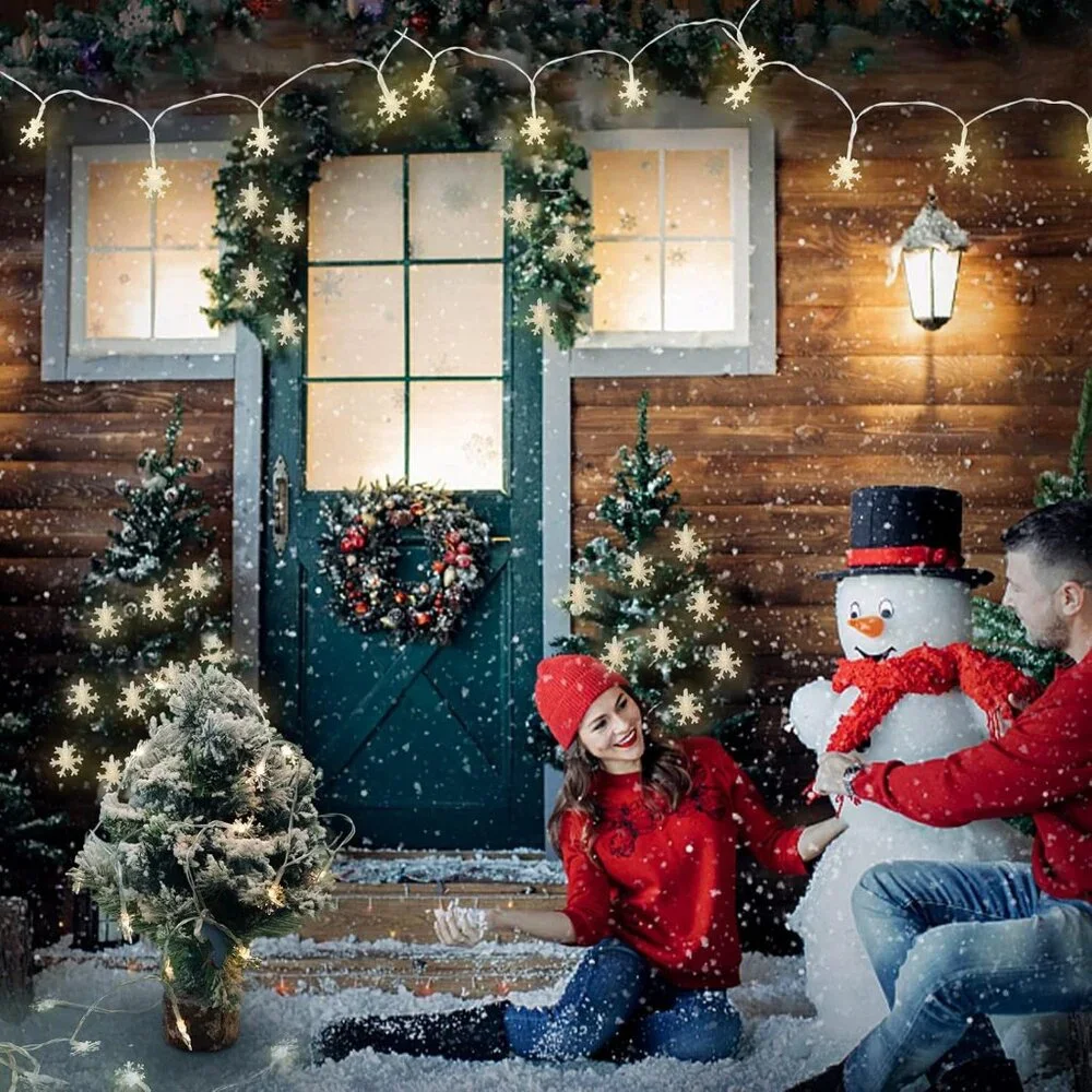 40 LED Snowflake String Lights - 19.7FT Battery-Powered for Magical Celebrations
